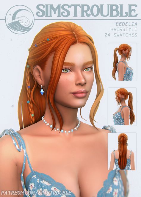 Bedelia Hairstyle (Ponytail & Bun) by simstrouble | Patreon Sims 4 Grimcookies Cc, Sims Patreon Cc Hair, Sims 4 Hair Collection Cc, Sims Workout Cc, Sims 4 Cc Braided Hair Maxis Match, Ts4 Ponytail, Sims 4 Cc Simstrouble, Percy Jackson Sims 4 Cc, Sims 4 Ponytail Maxis Match