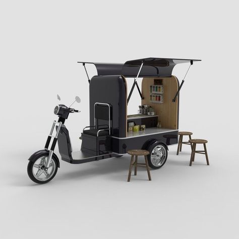 Bike Food Cart Design, Food Carts Ideas, Food Cart Ideas, Bike Food Cart, Food Cart Business, Coffee Food Truck, Food Stall Design, Gerobak Dorong, Street Food Design