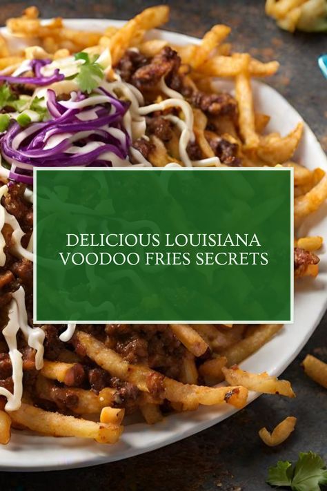 Creative and tasty Louisiana Voodoo Fries await! This pin highlights how to make this flavorful dish with crispy fries and Cajun spices, appealing to all foodie enthusiasts. Enjoy this one image showcasing the delicious outcome! Voodoo Fries, Voodoo Sauce, Louisiana Voodoo, Low Calorie Sauces, Crispy Fries, Potato Sticks, Types Of Potatoes, Crispy Fry, Pork Tenderloin Recipes