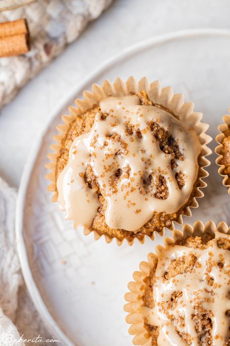 These Easy Gluten-Free Vegan Chai Muffins are spiced with all the flavors of a masala chai and topped with a simple cashew butter glaze. They have fluffy insides and sugared crunchy tops. The perfect cozy muffin! Chai Muffins, Chai Spice Mix, Butter Glaze, Gf Breakfast, Vegan Muffins, Sugar Pumpkin, Masala Chai, Chai Spice, Dairy Free Milk