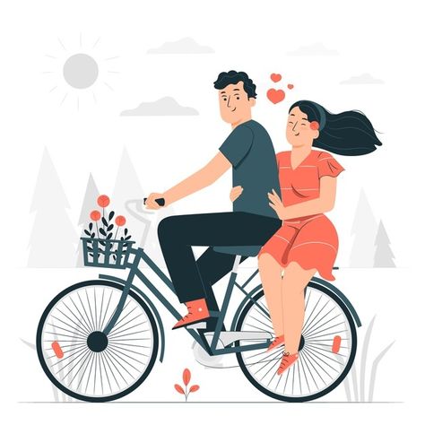 Couple bicycle concept illustration Free... | Free Vector #Freepik #freevector #people #love #sports #couple Presents For Couples, Character Activities, Best Gifts For Couples, Bicycle Illustration, Bike Couple, Kids Cycle, Unique Gifts For Couples, Bike Illustration, Illustration Story