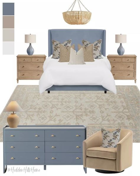 Stella Modern Natural Oak Wood … curated on LTK Blue Velvet Headboard Bedroom Ideas, Blue Glam Bedroom, Upholstered Bed Bedroom, Blue Upholstered Bed, Tilly Upholstered Bed, Blue Velvet Headboard, Modern Classic Bedroom, Decor Mood Board, Coastal Bedroom Decor