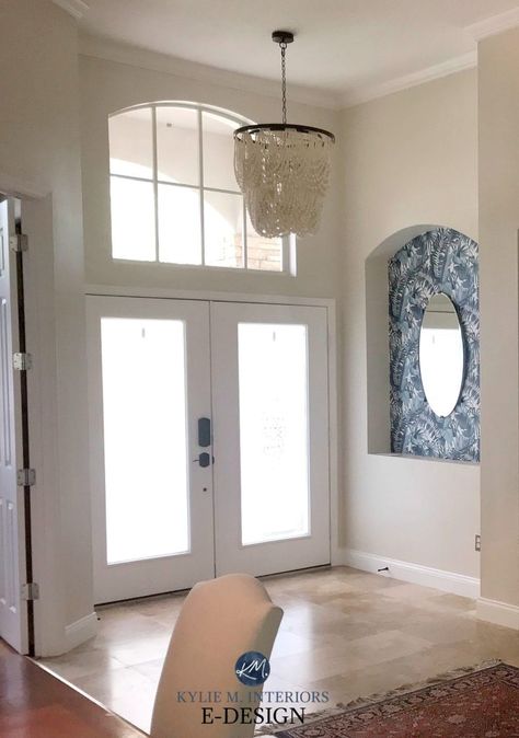 Sherwin Williams Neutral Ground with travertine tile flooring in entryway. Kylie M Edesign, online paint consulting advice Neutral Paint Colors Sherwin Williams, Tan Paint Colors, Paint Colors Sherwin Williams, Warm Neutral Paint Colors, Cream Paint Colors, Travertine Floor Tile, Best Neutral Paint Colors, Beige Paint Colors, Tan Paint