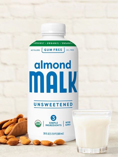 Almond Malk Reviews and Info - Organic Almond Milks Cold-Pressed with Just 3 simple, pure ingredients - reviews and info Pecan Milk, Organic Almond Milk, Organic Nuts, Sprouts Farmers Market, Healthy Groceries, Simple Organic, Unsweetened Almond Milk, Whole Foods Market, Clean Ingredients