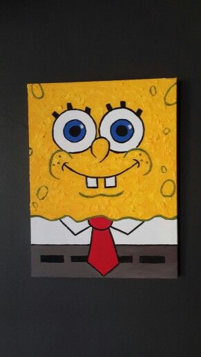 Spong Bob Painting, Spongebob Characters Painting, Spung Bob Paintings, Spang Bob, Parking Spot Painting, Spot Painting, Deep Art, Parking Spot, Easy Canvas Painting