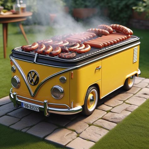 Volkswagen Bus Art, Foodtrucks Ideas, Vintage Volkswagen Bus, Vw Ideas, Volkswagen Vans, Bus Art, Mobile Food Trucks, Vw Art, Bbq Grill Design