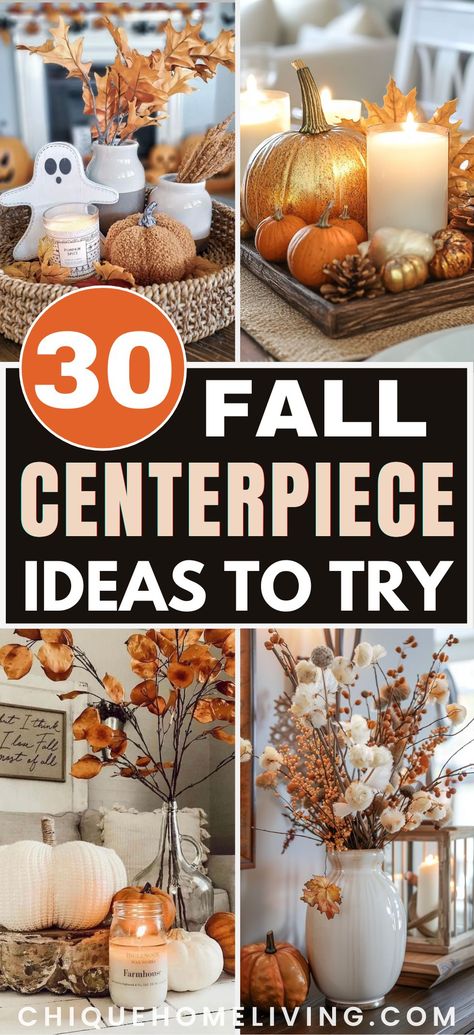 Looking to create a stunning autumn display for your table? 🍂 Check out these 30 best fall centerpiece ideas that will bring warmth and charm to your home! From rustic arrangements with pumpkins and candles to elegant floral designs, these ideas are perfect for adding a seasonal touch to your dining or coffee table. Explore these beautiful and creative centerpieces now to elevate your fall decor! #FallDecor #CenterpieceIdeas #AutumnInspiration #HomeDecor #SeasonalStyle October Table Centerpieces, Fall Wedding Table Centerpieces Diy, Neutral Fall Centerpieces For Table, Small Fall Centerpieces For Table, Fall Lantern Decor Ideas, Fall Lantern Centerpieces, Pumpkin Centerpieces Wedding, Autumn Centerpieces, Fall Kitchen Table