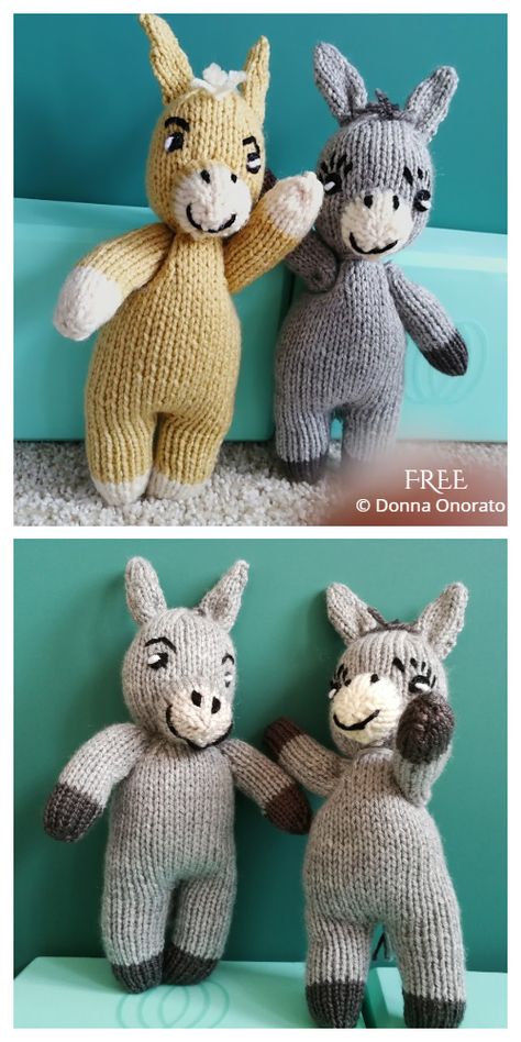 Donkey Pattern, Free Knit Toy Animal Patterns, Donkey Knitting Pattern Free, Knitted Donkey Pattern Free, Donkey Crochet Pattern, Free Donkey Crochet Pattern, Knitted Donkey, Christmas Knitting Projects, Knitting Patterns Free Dog