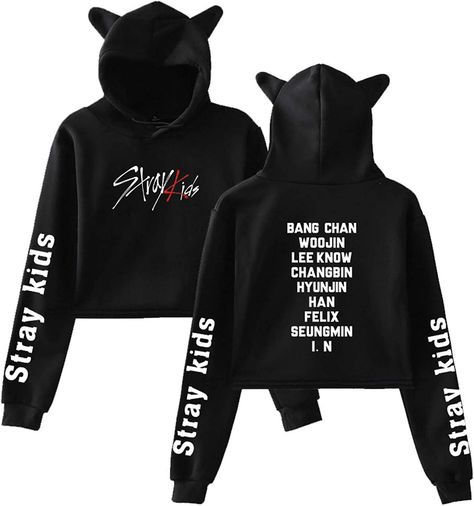 Bangchan Crop Top, Straykids Hoodie, Skz Hoodie, Hoodie Ears, Mini Closet, Boyish Outfits, Stary Kids, Kids Pjs, Kids Fans