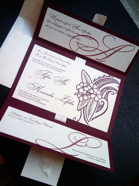 BEAUTIFUL POLYNESIAN WEDDING INVITATIONS Samoan Wedding Decorations, Samoan Wedding, Volleyball Banquet, Polynesian Wedding, Greek Islands Wedding, Fiji Wedding, Palm Wedding, Polynesian Designs, Wedding Cake Recipe