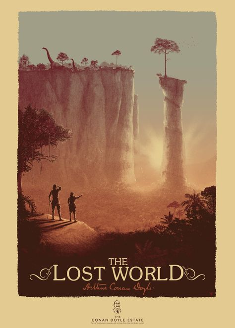 Sir Arthur Conan Doyle’s “The Lost World”, by Matt Ferguson #mattferguson #thelostworldprint Matt Ferguson, Omg Posters, Lost World, Sir Arthur Conan Doyle, Art Shelves, The Lost World, Dreamy Landscapes, Arthur Conan, Conan Doyle