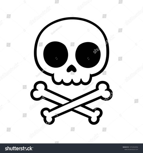 Cute stylized cartoon skull and crossbones doodle. Simple hand drawn Jolly Roger sign, isolated vector illustration. #Ad , #spon, #crossbones#doodle#Simple#skull Skull And Crossbones Drawing, Cute Skull And Crossbones, Simple Skull Drawing, Skull Doodle, Doodle Simple, Skull Cartoon, Cartoon Skull, Dog Skull, Simple Skull