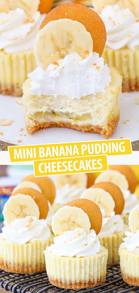 mabie Mini Banana Pudding, Puding Pisang, Smores Dessert, Diy Dessert, Vanilla Wafer, Banana Pudding Cheesecake, Banana Cheesecake, Dessert Aux Fruits, Easy Cheesecake Recipes