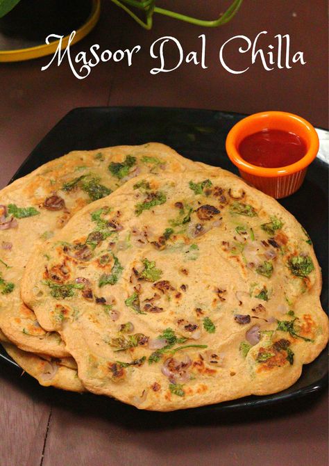 Masoor Dal Chilla, Dal Chilla Recipe, Dal Chilla, Moong Dal Chilla, Indian Pancakes, Healthy Gluten Free Breakfast, Indian Foods, Gluten Free Breakfast, Moong Dal