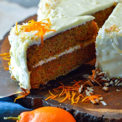 Amazing Orange-Carrot Cake (Cream Cheese Frosting) Orange Carrot Cake Recipe, Orange Carrot Cake, Carrot Cake Cream Cheese Frosting, Carrot Cake Cream Cheese, Cake Cream Cheese Frosting, Casserole Ideas, Holiday Casseroles, Cream Cheese Frosting Cake, Carrot Cakes