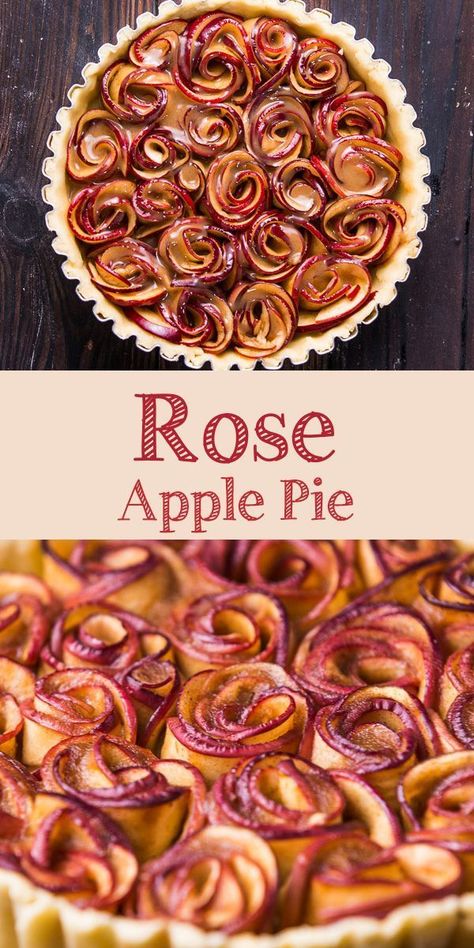 Apple Pie Beautiful, Rose Apple Pie Recipe, Pretty Pie Recipes, Apple Rose Tart Recipe, Rose Apple Tart Recipe, Beautiful Apple Pie, Apple Rose Dessert, Apple Pie Roses Recipe, Apple Pie Rose