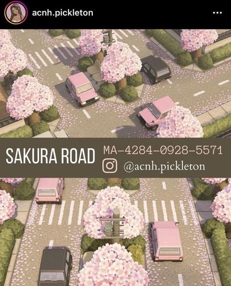 Acnh Sakura Code, Acnh Sakura, Animal Crossing Road Codes, Colin Crossing, Anime Island, Orchard Design, Pink Cottagecore, Pink Island, Motif Acnl