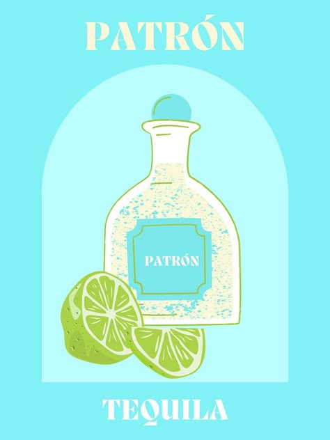 "Tequila Patron Bar Cart Print " Art Print by Ashleighelise2 | Redbubble Tequila Print Art, Tequila Poster Design, Tequila Aesthetic Wallpaper, Tequila Wall Art, Patron Tequila Aesthetic, Tequila Artwork, Tequila Pictures, Tequila Painting, Tequila Illustration