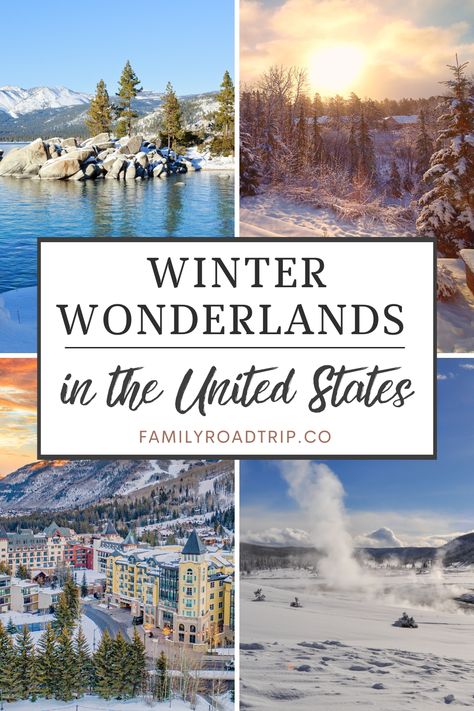 Top US destinations for winter travel in the USA. From magical Christmas towns to top ski destinations, get these wonderful winter destinations on your travel bucket list! Best places to visit in Winter | US winter vacations for families | Family Road Trip Best Family Christmas Vacations, Winter Travel Destinations United States, Snowy Places To Travel, Winter Places To Visit, Winter Getaways East Coast, Winter Vacation Destinations, East Coast Winter Vacation Ideas, Christmas Travel Destinations Usa, Christmas Towns To Visit In Us