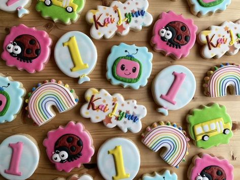 Pink Cocomelon Party, Pink Cocomelon, Cocomelon Cookies, Cocomelon Theme, Cocomelon Cake, Cocomelon Birthday, 2nd Birthday Party Themes, Cookie Ideas, Theme Birthday