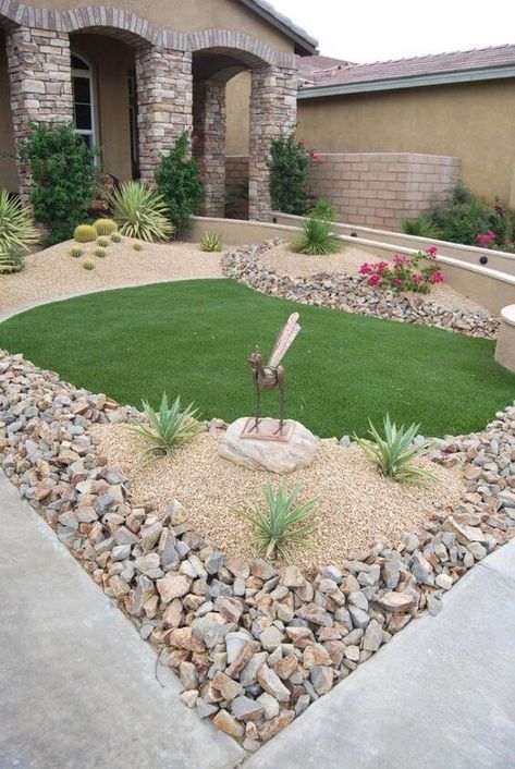 23 Breathtaking Desert Landscaping Ideas Front Yard Desert Landscaping, Front Yard Desert Landscaping Ideas, Desert Landscaping Front Yard, Desert Landscaping Ideas, Front Yard Rock Garden, Desert Landscape Front Yard, Garden Landscaping Design Ideas, Yard Stones, Garden Roof