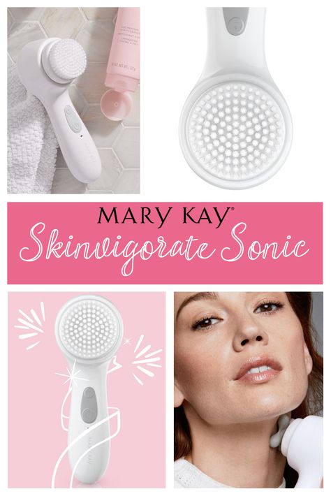 Mary Kay Skinvigorate Sonic™ Skin Care System • All you need is 60 seconds for a superior sonic clean! This rechargeable device removes four times more dirt, oil, impurities, makeup and pollutants – including tiny pollution particles known as PM2.5 – than hand cleansing.* It cleans hard-to-reach places and is suitable for twice-daily cleansing on all skin types, including sensitive skin. Choose from three speeds. Mary Kay Facial Box, Mary Kay Microdermabrasion Set, Mary Kay Facial, Mary Kay Skinvigorate, Kosmetyki Mary Kay, Mary Kay Facebook, Selling Mary Kay, Imagenes Mary Kay, Mary Kay Marketing