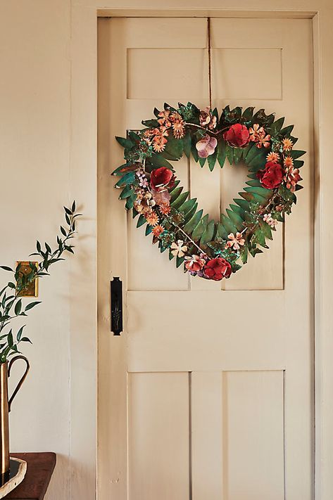 Arriving in a delicate heart shape with cheerfully-painted flowers, this iron wreath has a burnished finish for a naturally aged look. Heart Leaf, Iron Heart, Rose Vines, Wood Plant Stand, Ceramic Platters, Wreaths & Garlands, Leaf Wreath, Painted Flowers, Hand Poured Candle