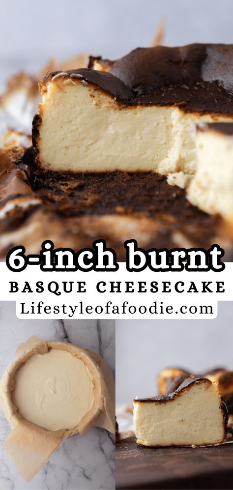 Cheesecake 6 Inch, Burnt Basque Cheesecake Recipe, Basque Cheesecake Recipe, Burnt Basque Cheesecake, Basque Burnt Cheesecake, Creamy Chocolate Cheesecake, Burnt Cheesecake, Basque Cheesecake, Cheesecake Lovers