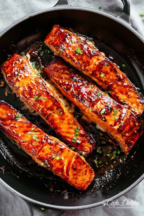 Salmon recipe pan seared oven baked #cafedelites #salmon #recipe Firecracker Salmon Recipes, Firecracker Salmon, Salmon Recipe Pan, Oven Salmon, Salmon Recipes Pan Seared, Salmon Recipes Baked Healthy, Sauce For Salmon, Easy To Make Dinners, Cafe Delites