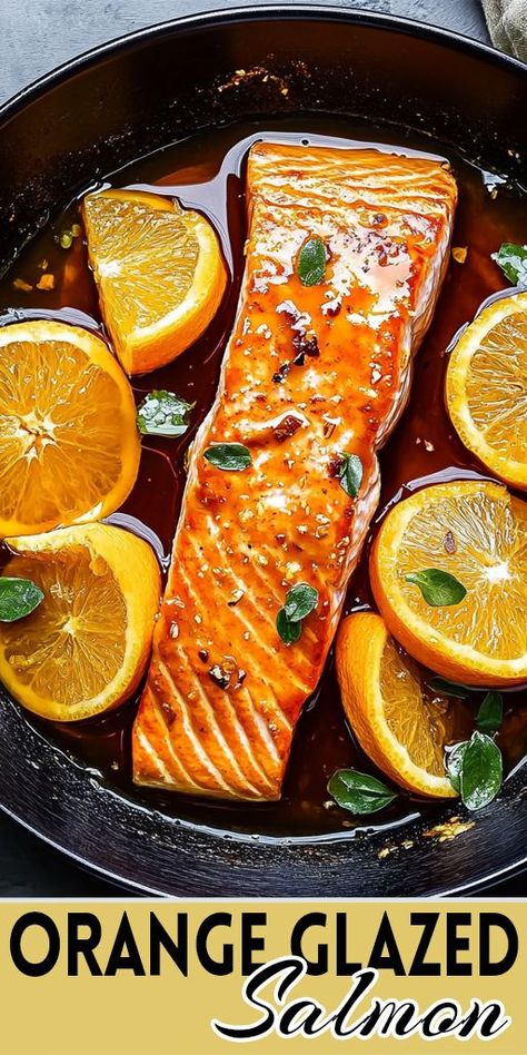 🍊 Orange Glazed Salmon is a bright and flavorful dish perfect for a healthy dinner! The salmon is pan-seared and topped with a tangy orange glaze for a citrusy twist. It’s quick, easy, and pairs beautifully with rice or roasted veggies. 💡 Pin this recipe and enjoy a zesty seafood dinner tonight! #OrangeGlazedSalmon #HealthyDinner #SeafoodRecipes #QuickMeals #CitrusLovers 🐟🍊 Orange Salmon Recipes, Orange Glazed Salmon, Salmon Recipes Pan Seared, Salmon Glaze Recipes, Salmon Soy Sauce, Fresh Orange Juice, Orange Salmon, Orange Glaze, Healthy Weeknight Meals