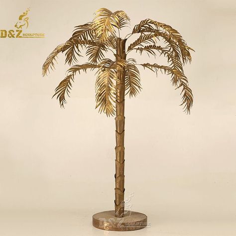 gold palm tree statue Metal Palm Tree, Bookshelf Office, Gold Palm Tree, Palm Tree Decorations, Tropical Bathroom, Tree Statues, Antique Furniture For Sale, Palm Tree Art, Statues For Sale