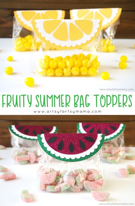 Fruity Summer Bag Toppers are an easy Make It Now project in Cricut Design Space! #CricutMade #ad Tissue Paper Letters, Diy Lemonade Stand, Paper Letters, Fruit Birthday Party, Pink Lemonade Party, Letters Diy, Fruit Birthday, Lemonade Party, Watermelon Party