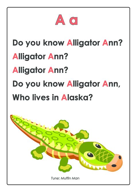 ABC Songs – Letter A - KidsPressMagazine.com Letter S Song, Letter A Song, Letter A Activities For Kindergarten, Letter T Song, Letter B Song, Letter Poems, Alphabet Poem, Ingles Kids, Letter Song