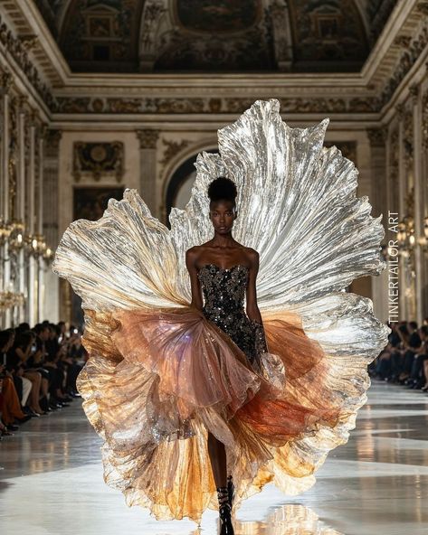 Modeling Industry, Fish Fashion, Fish Dress, Floral Creations, Runway Fashion Couture, Runway Outfits, Fashion Design Collection, Runway Dresses, Fairytale Dress