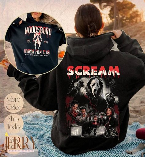 Scream Pjs, Ghost Face Hoodie, Scream Accessories, Scream Merch, Woodsboro Scream, Scream Sweatshirt, Scream Hoodie, Halloween Presents, Horror Hoodie