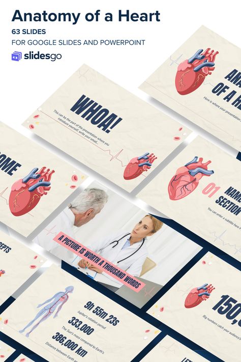 Anatomy of a Heart Anatomy Presentation, Anatomy Of A Heart, Kidney Powerpoint Template, Medical Ppt Template, Biology Powerpoint Templates, Powerpoint Templates Biology, Anatomy Organs, Medical Health, Powerpoint Design Templates