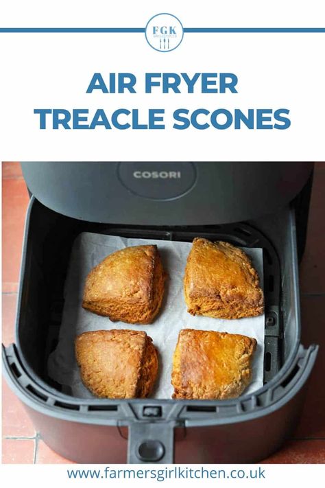 Air Fryer Treacle Scones are a quick and easy Scottish bake adapted to make in your air fryer. The rich flavour of black treacle (molasses) and hint of spice makes them irresistable. Air Fryer Scones, Treacle Scones, Black Treacle, Fruit Scones, Cheese Scones, Savory Scones, Griddle Cooking, Easy Bake, Biscuit Bake