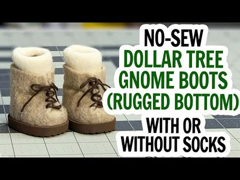 Skeleton Gnomes Diy, How To Make Gnome Shoes, Santa Boots Diy, Christmas Tree Gnomes Diy, Gnomes Shoes, Gnome Clothes, Gnome Boots, Baby Shower Shoes, Fabric Gnomes