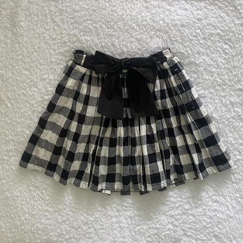 japanese gingham mini skirt, cotton lining, tie at... - Depop Gingham Mini Skirt, Checkered Mini Skirt, Black White Checkered, Fashion Aesthetic, Outfits Ideas, The Back, Gingham, Mini Skirt, Mini Skirts