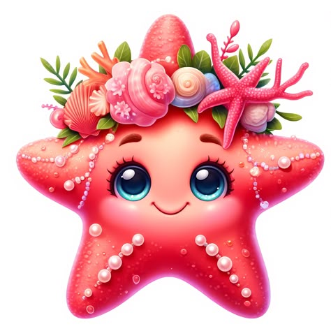 Starfish Clipart, Cute Starfish, Mermaid Cartoon, Mermaid Sticker, Glamour Nails, Door Decorations Classroom, Baby Mermaid, Cute Mermaid, Class Decoration