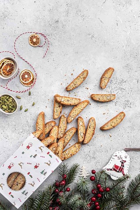 Almond Orange Cardamom Biscotti Cookies - Adventures in FoodieLand Cardamom Biscotti, Orange Cardamom, Almond Cookie, Sugar Plums, Best Christmas Recipes, Almond Biscotti, Biscotti Cookies, Food Pack, Almond Cookies