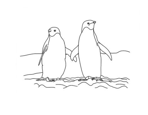 Two Penguins Holding Hand Together On The Snow Coloring Page : Kids Play Color Penguin Outline, Snow Coloring, Hand Together, Holding Hands Drawing, Two Penguins, Mother Son Tattoos, Penguin Tattoo, Penguin Coloring Pages, Penguin Coloring