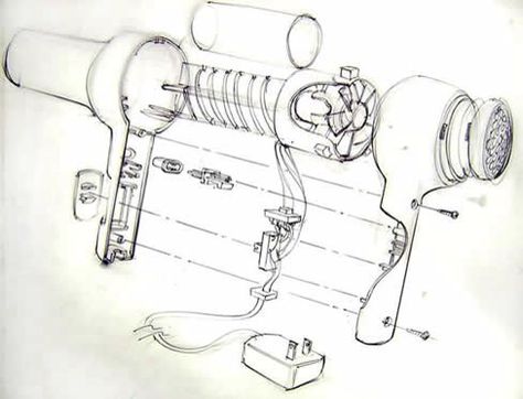 Engineering Sketches, Sectional Drawing, Lamp Sketch, Product Redesign, Hair Dyer, Academy Of Art University, Industrial Design Portfolio, Schematic Drawing, Exploded View