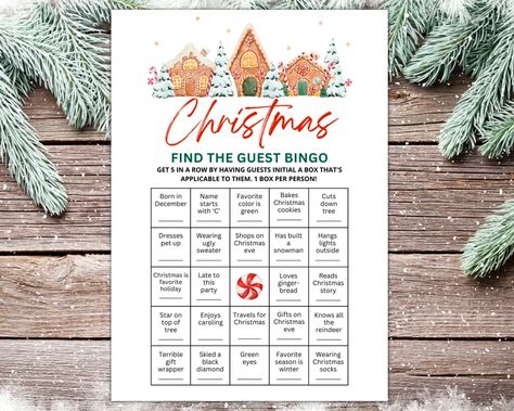 Christmas Find the Guest Bingo Christmas Party Games Christmas Bingo Christmas Games for Adults Families Kids Office Party Printable - Etsy Croatia Christmas Bingo For Adults, Christmas Games For Adults Families, Christmas Party Bingo, Party Games Christmas, Bingo Christmas, Find The Guest Bingo, Guest Bingo, Christmas Games For Adults, Find The Guest