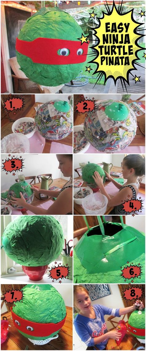 Turtle Pinata, Ninja Turtle Pinata, Ninja Turtle Decorations, Teenage Mutant Ninja Turtle Party, Ninja Turtle Games, Turtle Games, Ninja Turtle Theme, Mutant Ninja Turtles Party, Turtle Birthday Parties