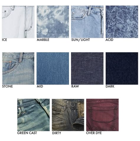 Jean Washes Guide, Denim Color Palette, Denim Inspiration Board, Denim Swatch, Mood Board Fashion Inspiration, Denim Washes, Denim Colour, Fashion Illustration Tutorial, Fashion Words