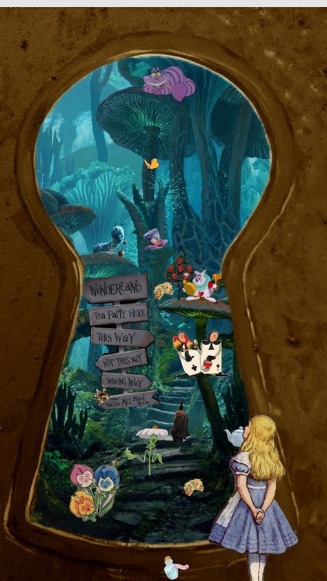 Alice In Wonderland Wallpaper, Wonderland Wallpaper, Alice In Wonderland Artwork, Wonderland Artwork, Alice In Wonderland Aesthetic, الفن الرقمي, Images Disney, Arte Van Gogh, Söt Katt