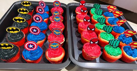 Superhero Birthday Cupcakes, Super Hero Cupcakes, Marvel Baby Shower, Superhero Snacks, Superhero Cakes, Avengers Cake, Superhero Cupcakes, Birthday Party Desserts, Second Birthday Ideas