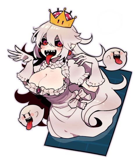 King Boo Art, Booette Fan Art, Boosette Fanart, Boo Mario Bros, Queen Boo, Princess Boo, Super Crown, King Boo, Super Mario Art