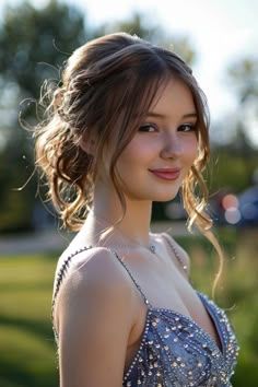 Medium Hairstyle Formal, Hair Do Graduation, Graduate Hairstyle, Hairstyle For Formal Event, Thai Makeup Look, Hairstyle For Prom Night, Hair For A Party, Debut Hairstyles, Hair For Graduation